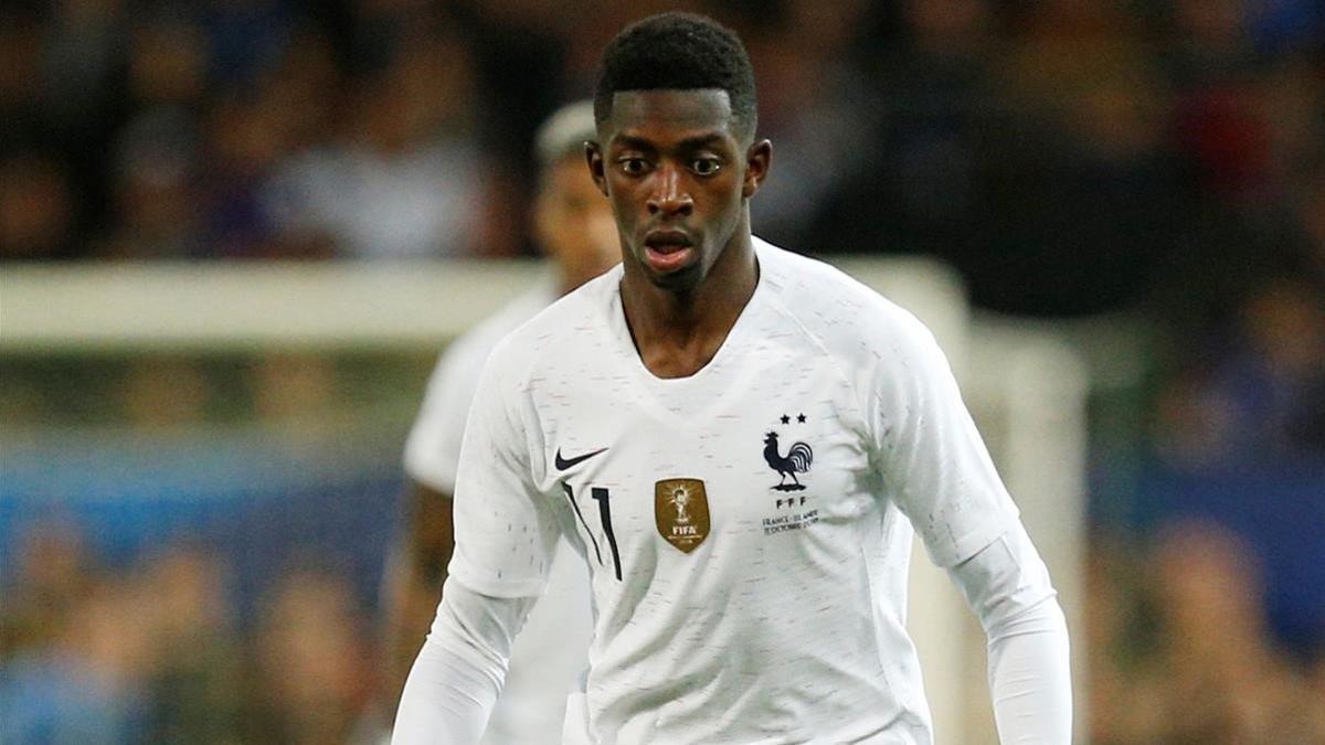 Dembélé en el partido que jugó con la selección francesa ante Islandia.