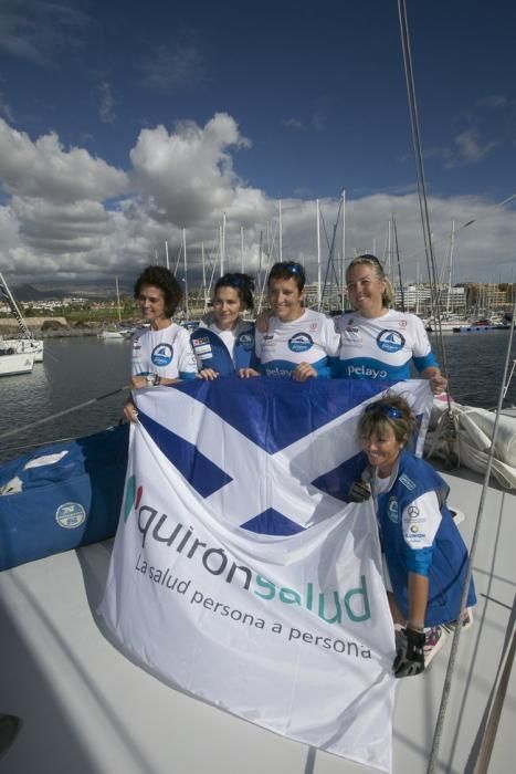 14/11/2016  deporte aventura sanidad  cinco mujeres que han superado el cancer cruzarán el atlántico patrocinadas por  pelayo que han realizado una escala en el muelle de marina de san miguel realizando un entrenamiento en la bahia