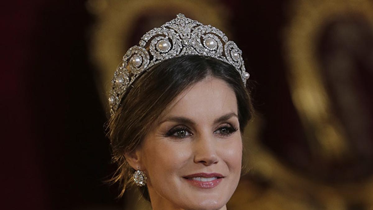 La reina Letizia durante la cena de gala en honor al presidente de Portugal