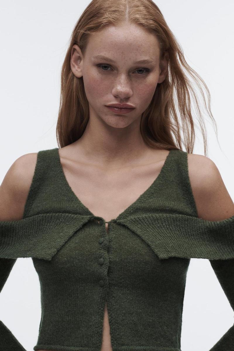 Jersey cut-out verde de Zara