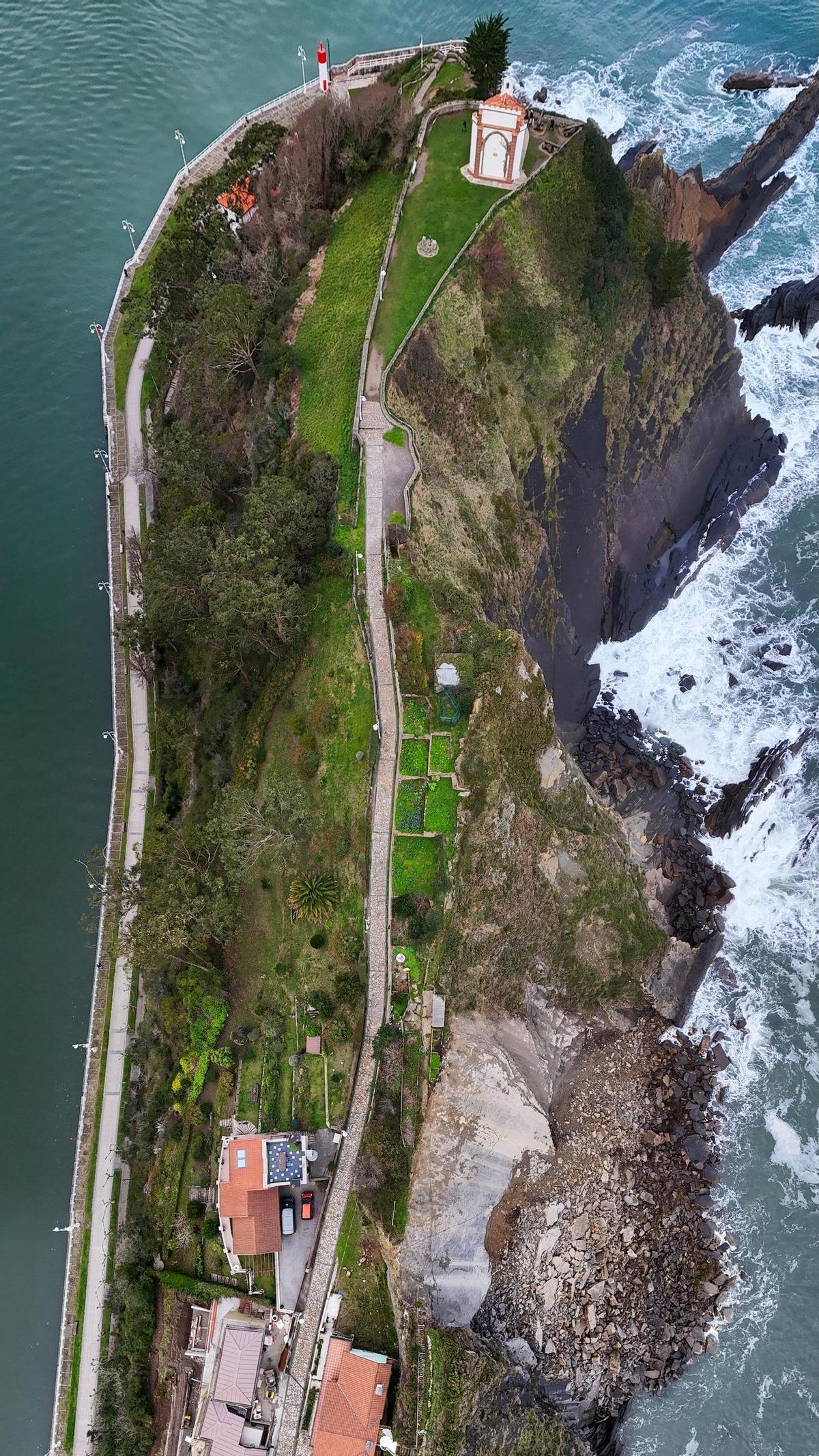 Vista cenital del argayo registrado en el monte Corberu de Ribadesella.
