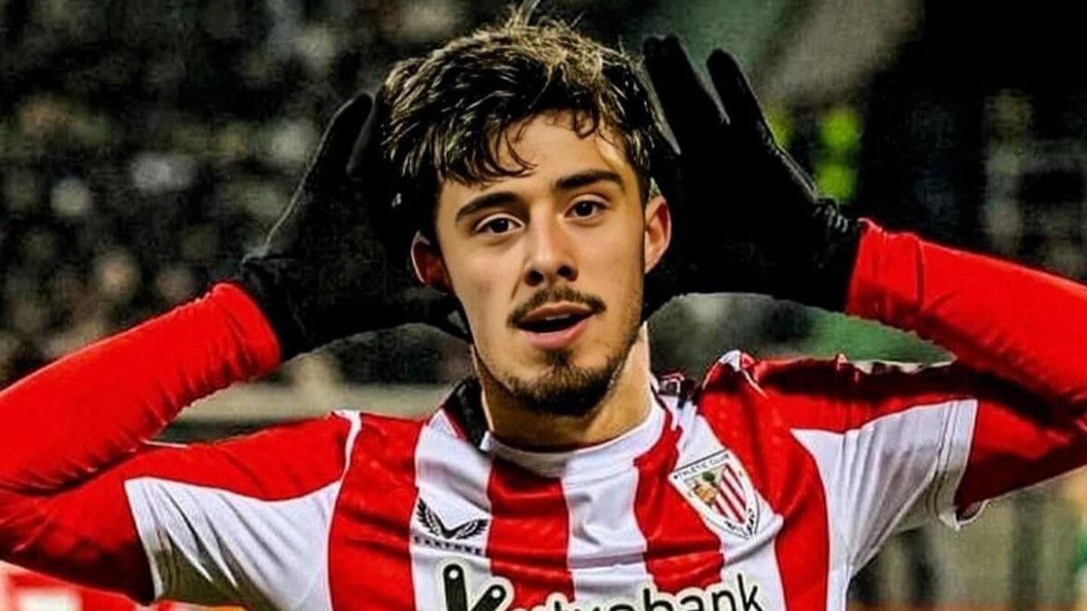 Nico Serrano, celebrando un gol con el Athletic