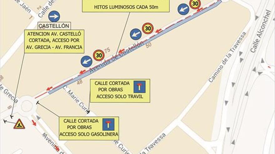 Las obras en el Molí Nou restringen el tráfico 3 meses en la avenida Castelló
