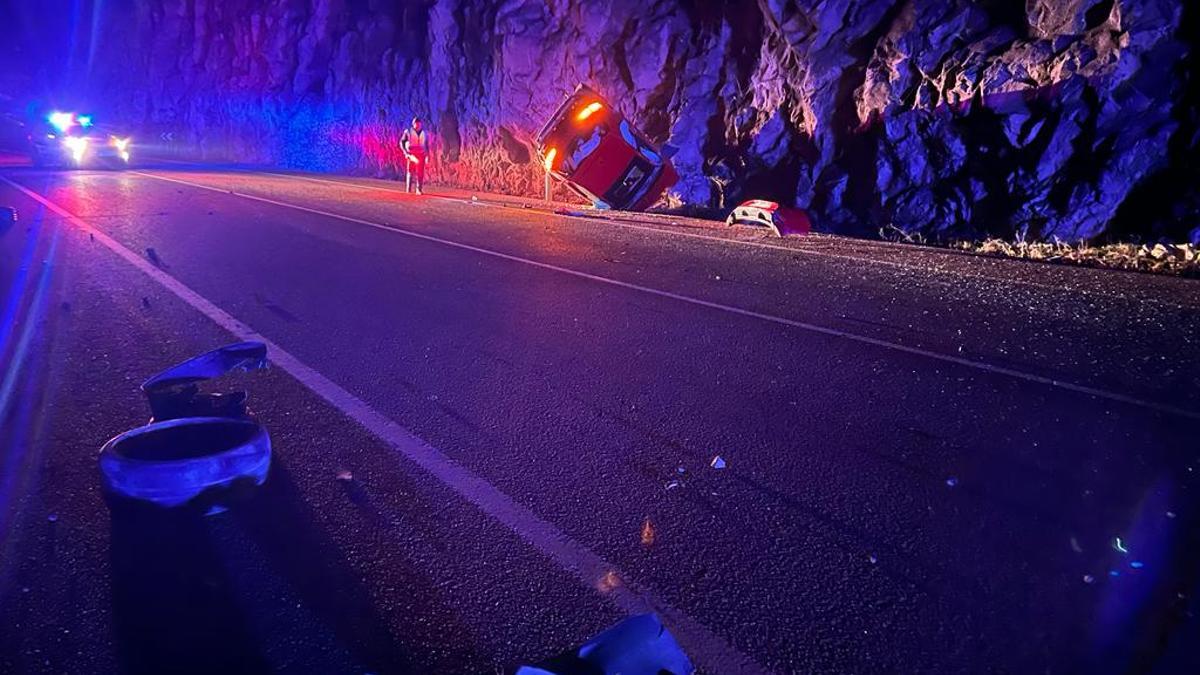 Accidente con un jabalí en la 340 en Benicassim el 14 de febrero que dejó dos heridos.