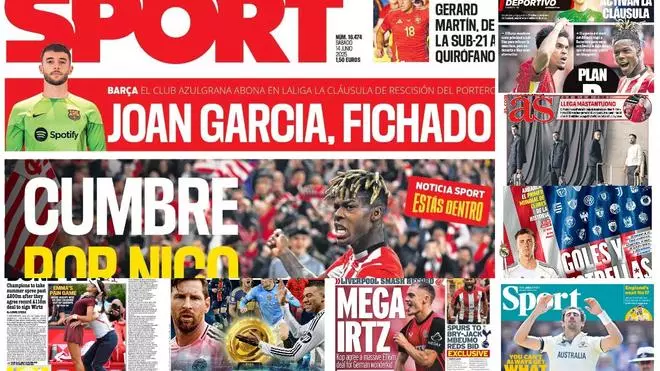 El 'clausulazo' a Joan García y la cumbre por Nico copan las portadas en la prensa
