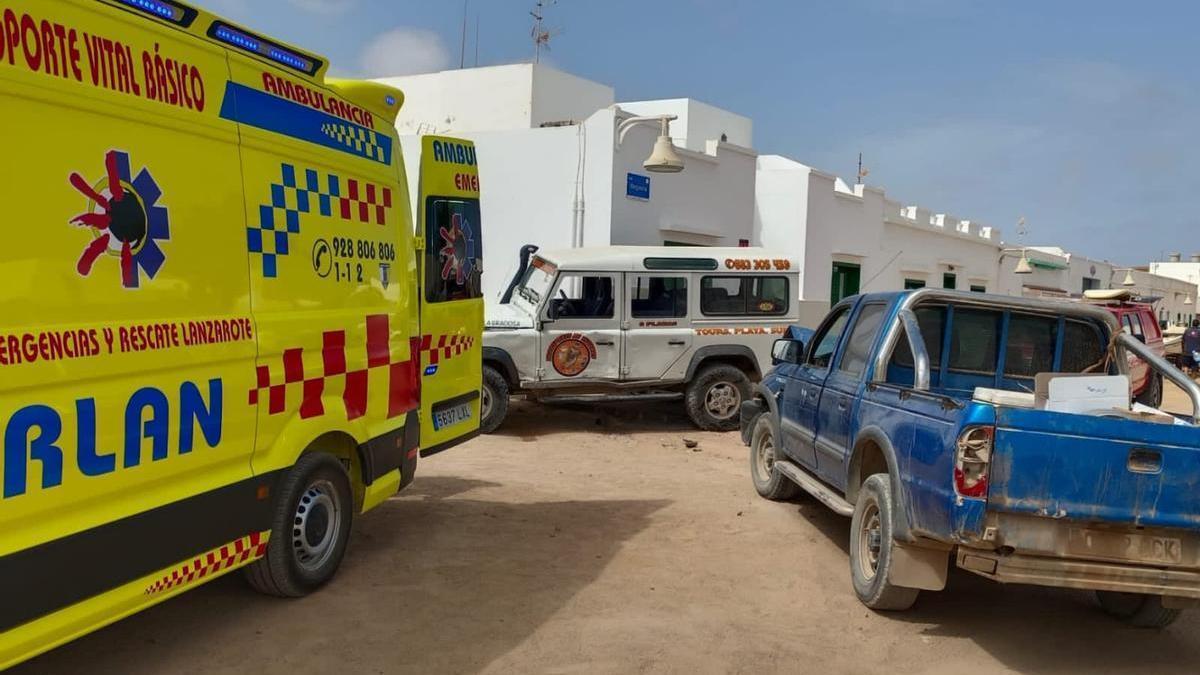 Imagen del accidente en la calle Margarona de la Graciosa