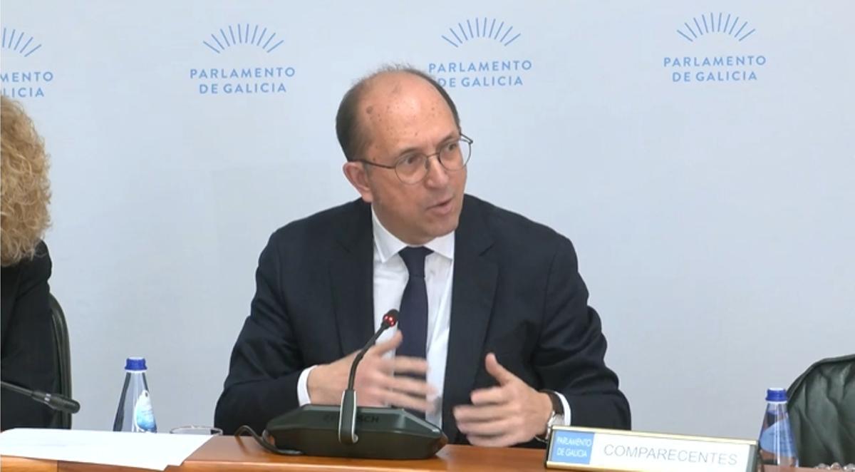 El secretario xeral de Cultura, Anxo Lorenzo, durante su intervención de este miércoles en la comisión parlamentaria de Educación e Cultura.
