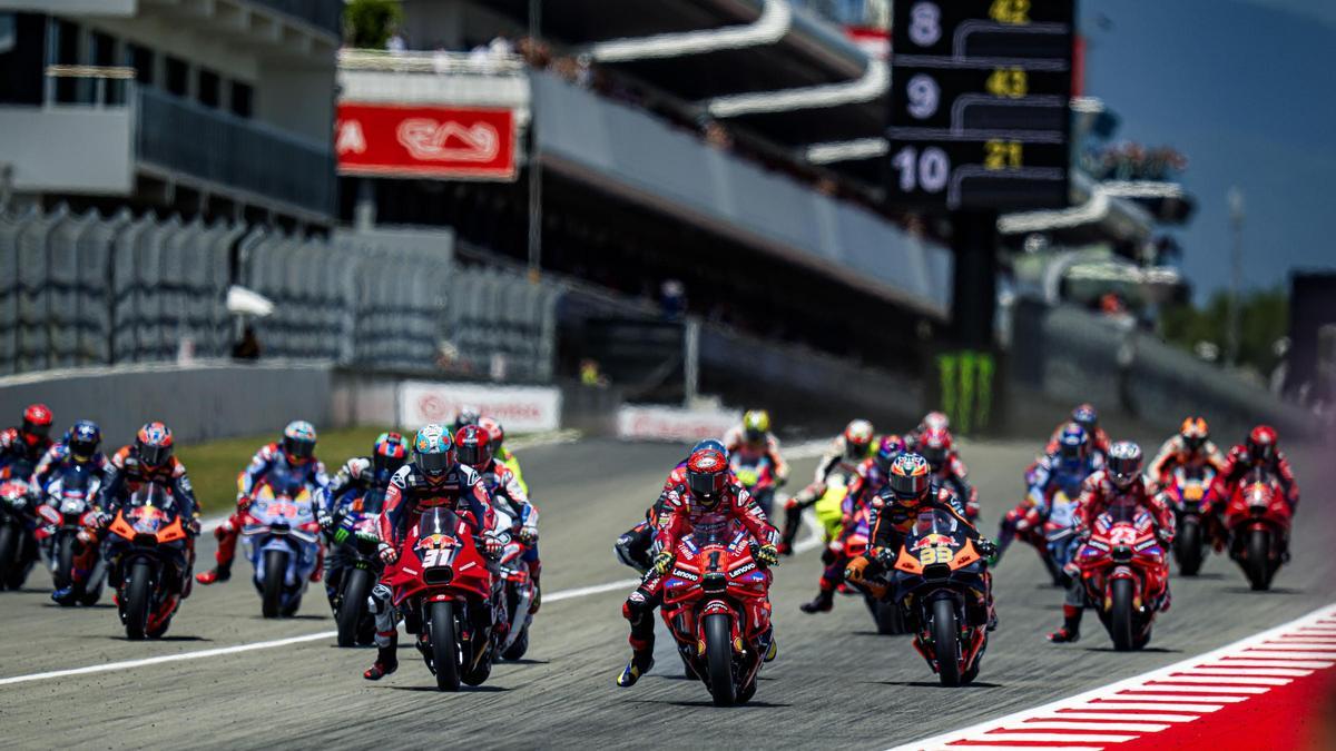 Salida del GP de Catalunya de MotoGP, el pasado 26 de mayo, en el Circuit de Catalunya.