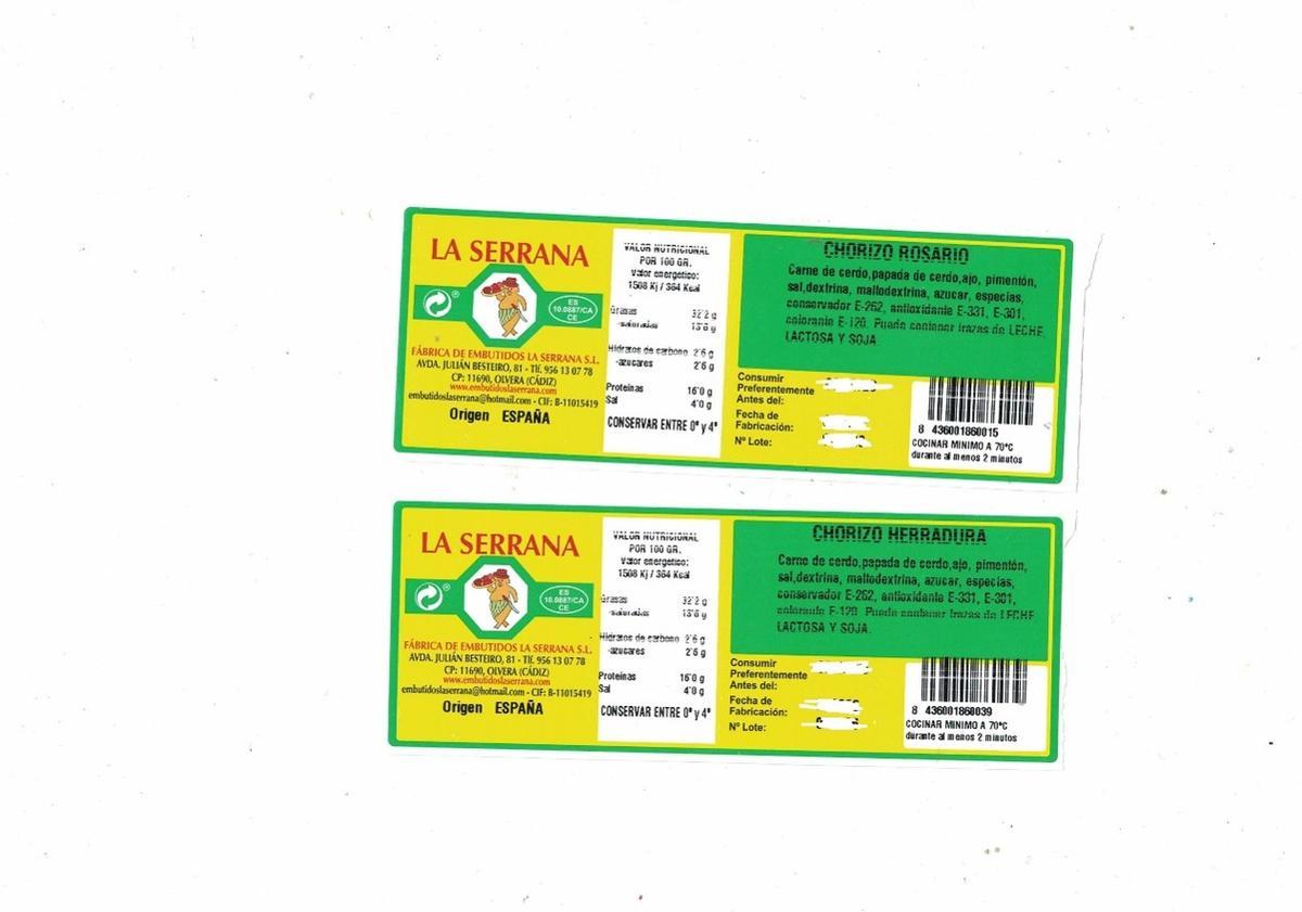 Etiquetado de los lotes de chorizo La Serrana afectados