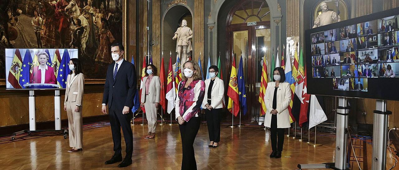 Imagen de la última conferencia de presidentes autonómicos, celebrada el 26 de octubre de 2020 en presencia de Von der Leyen. | EFE/MOYA