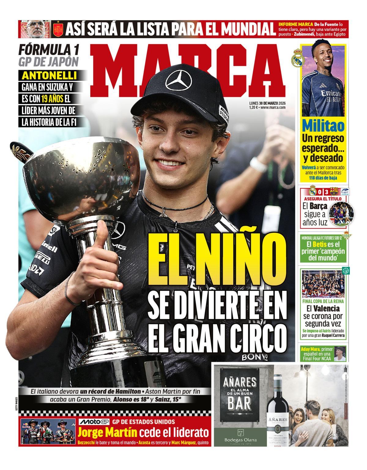 Antonelli y la goleada del Barça al Madrid, en las portadas Antonelli y la goleada del Barça al Madrid, en las portadas