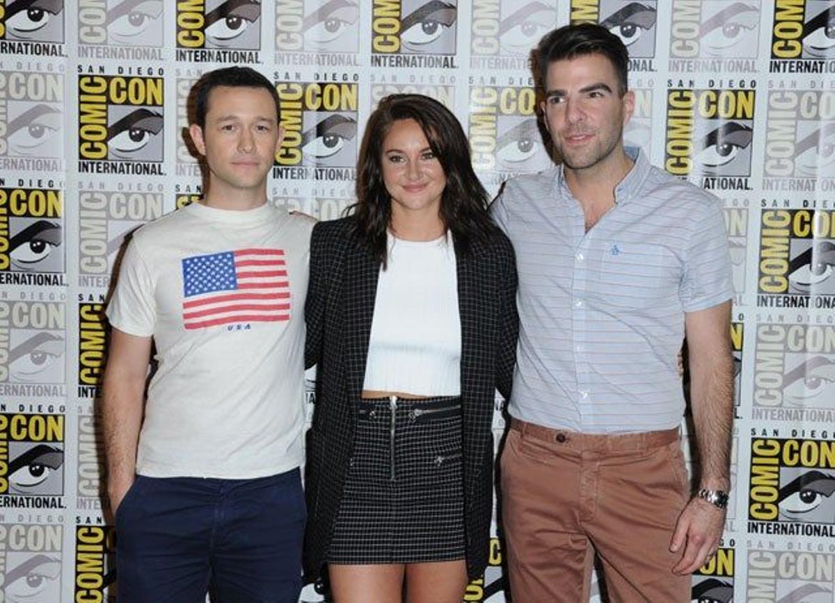 Joseph Gordon-Levitt, Shailene Woodley y Zachary Quinto, en la presentación de Snowden en la Comic-Con de San Diego.