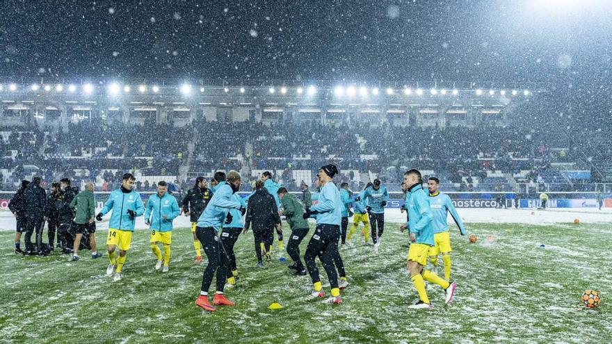 El Villarreal mantiene su rutina habitual antes del partido aplazado en Bérgamo