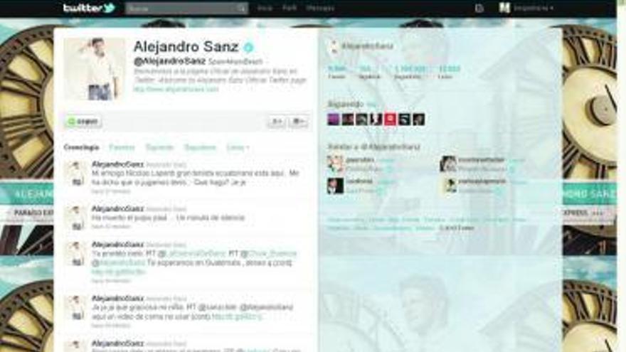 La página oficial de Alejandro Sanz en Twitter.