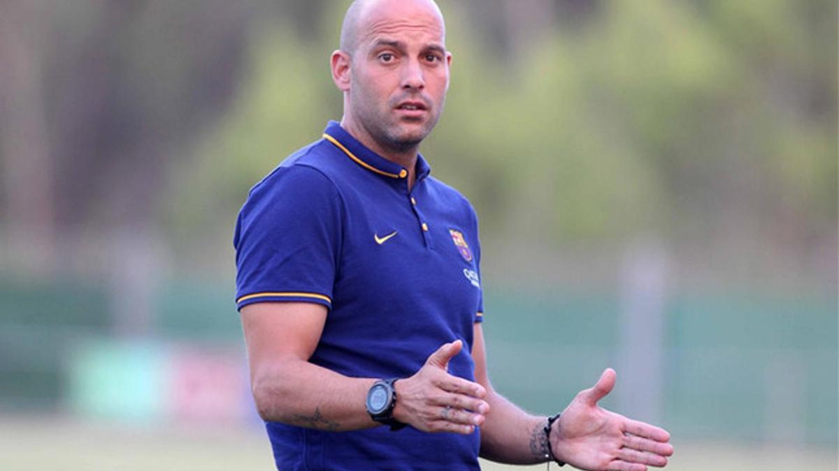 Gabri, en su primer entrenamiento con el Juvenil A