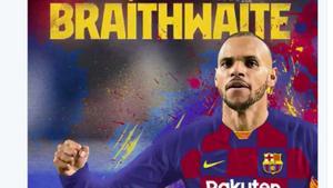 Braithwaite, en un fotomontaje del Barça.