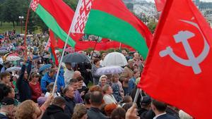 Manifestación en favor de Lukashenko en Minks.