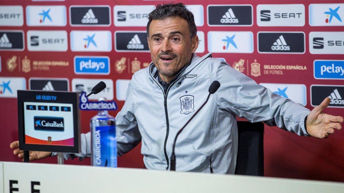 Luis Enrique durante la rueda de prensa de este jueves en la Ciudad del Fútbol de Las Rozas