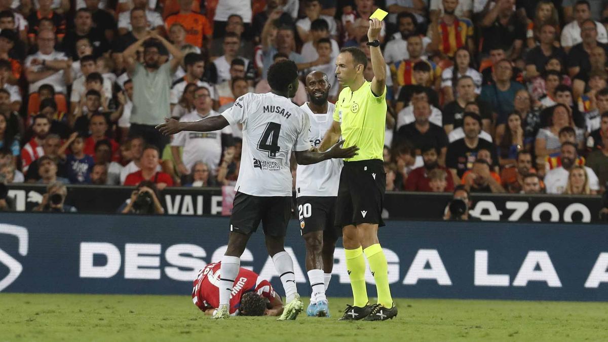 Imagen del encuentro en Mestalla ante el Atlético de Madrid.