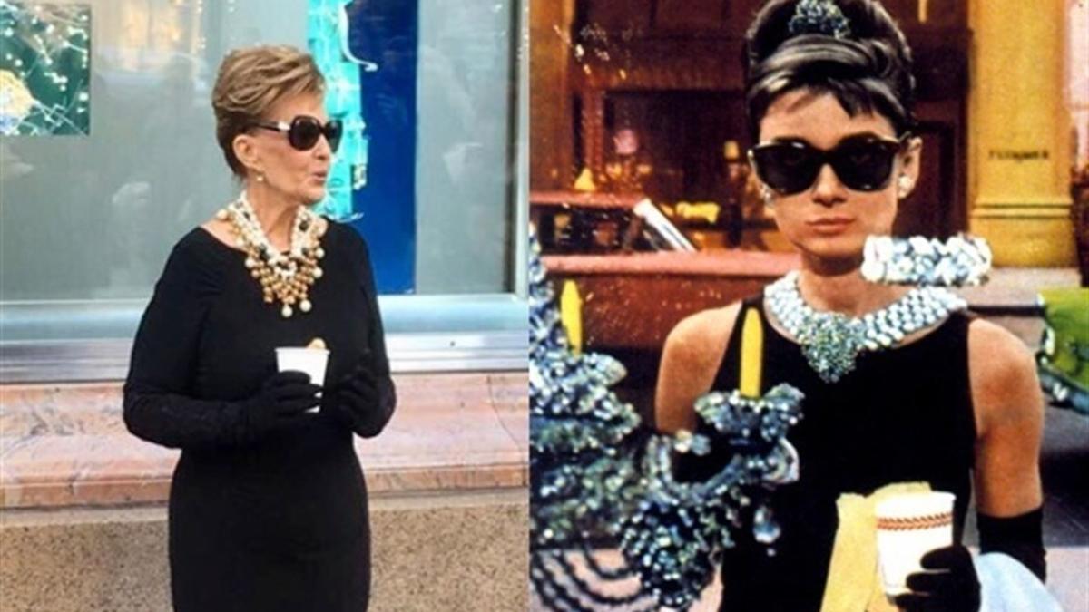 María Teresa Campos, ante el escaparate de Tiffany, en Nueva York.