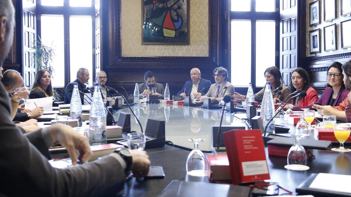 Reunión de la junta de portavoces del Parlament, este martes.