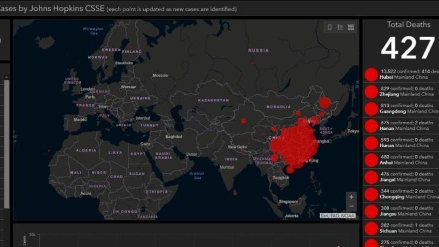 El mapa que te muestra la evolución del coronavirus en tiempo real