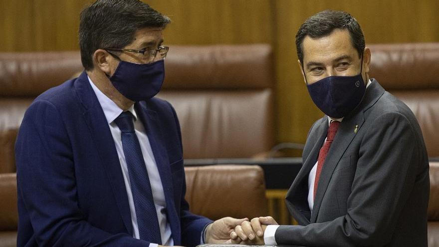 El vicepresidente de la Junta, Juan Marín, junto al presidente, Juanma Moreno.