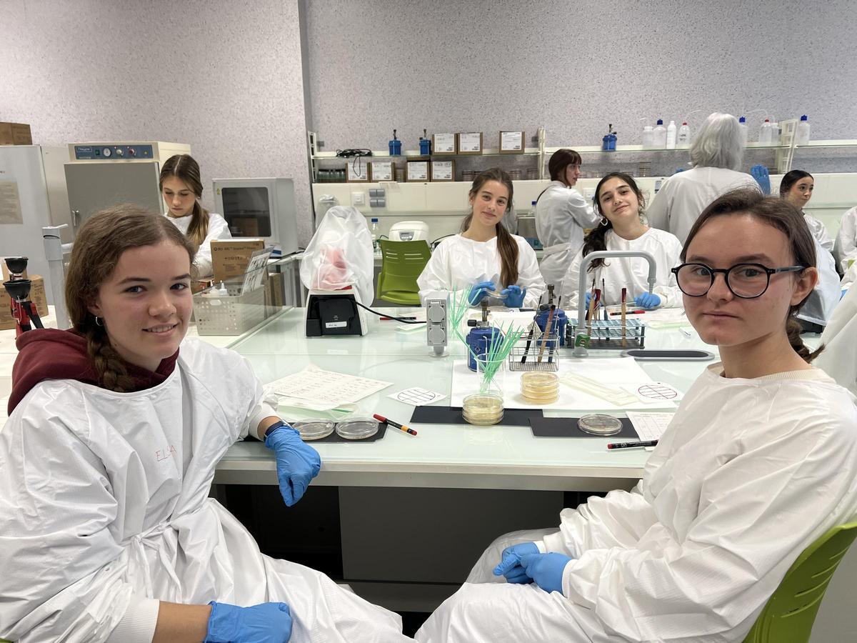 Grup d’alumnes de CEU San Pablo de Montcada treballant al laboratori en el marc del projecte SWICEU.