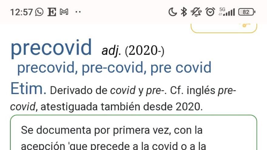 Precovid, la nueva palabra de la RAE creada por el periódico EL DÍA