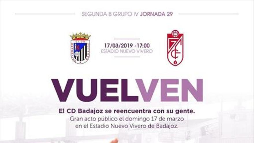 El Badajoz quiere llegar a los 45 puntos el domingo ante el filial del Granada