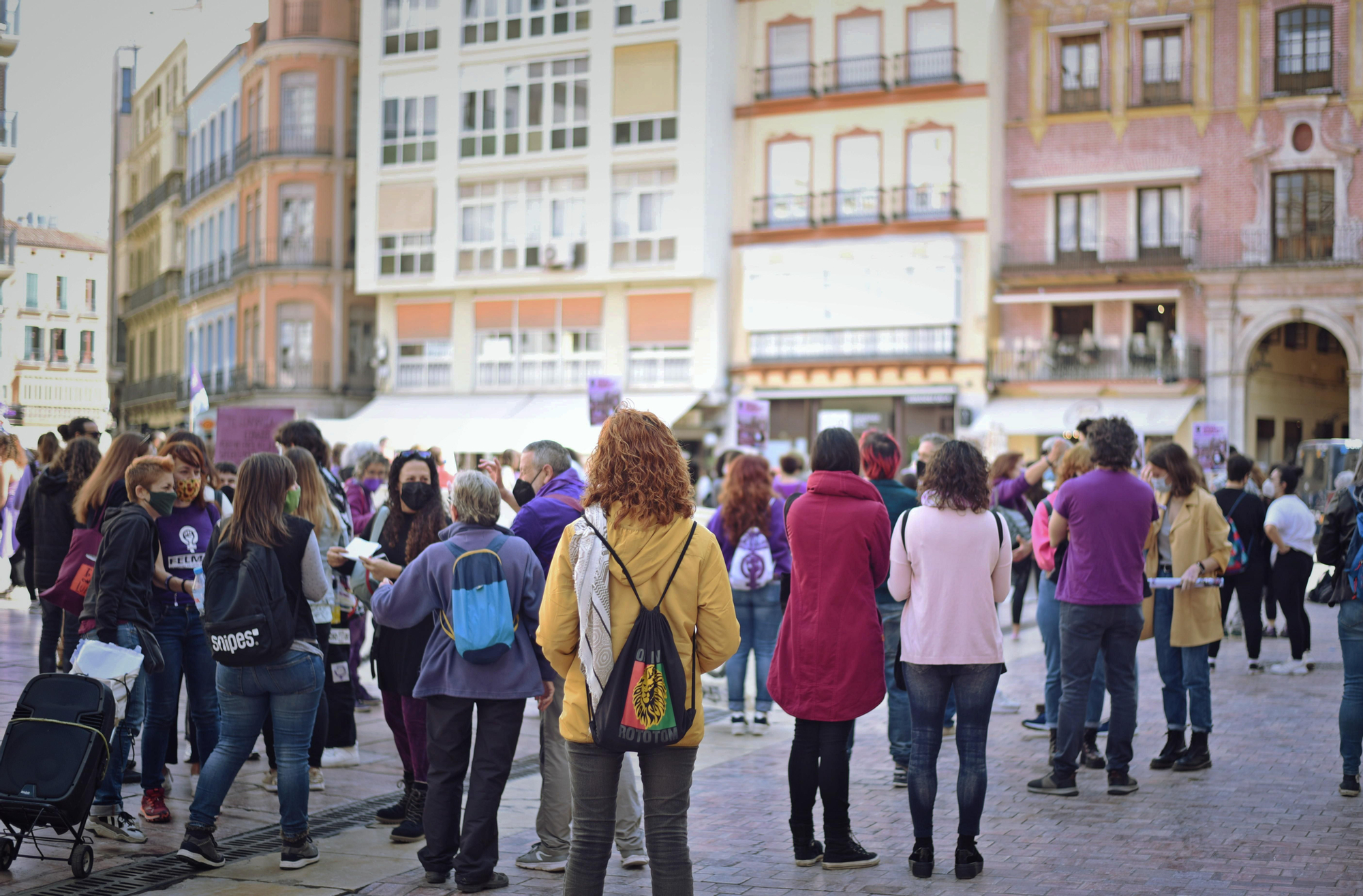 Manifestación por el 8M en las calles del Centro de Málaga