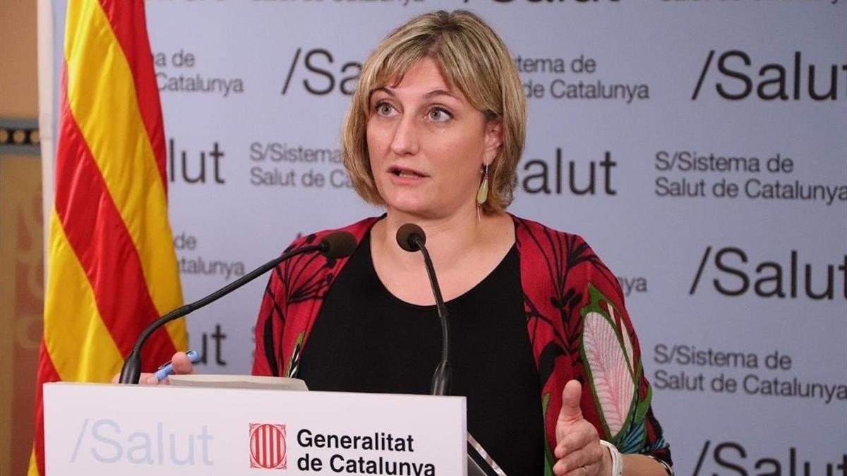 La 'consellera' de Salut de la Generalitat, Alba Vergés, en una rueda de prensa el 4 de mayo