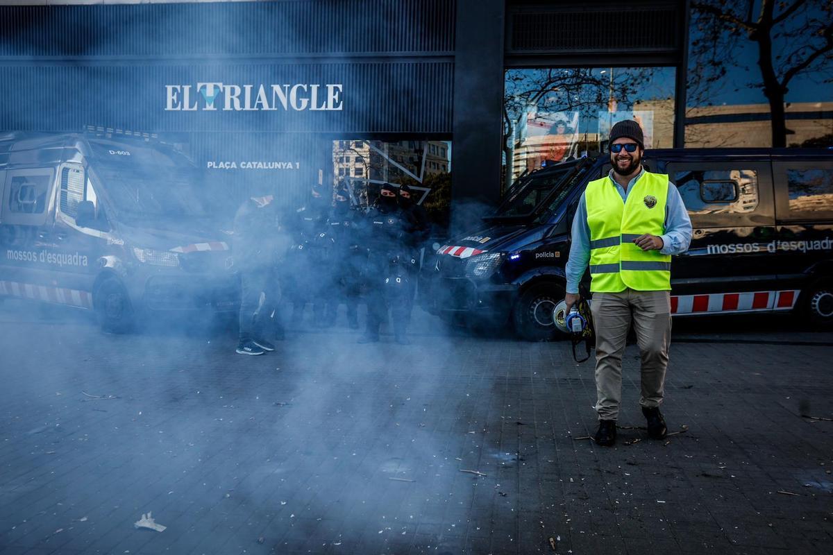 Manifestación de taxistas en huelga frente FreeNow