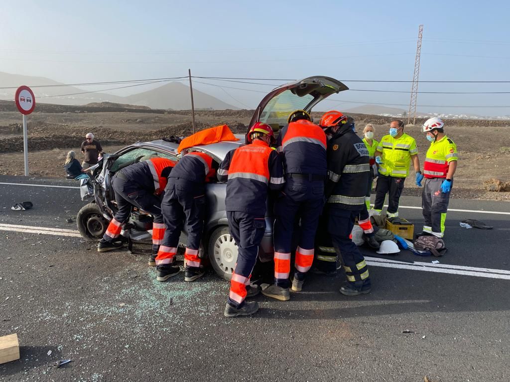 Accidente frontal en Lanzarote