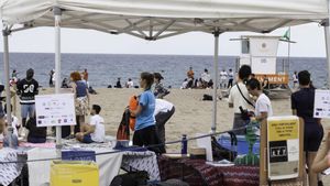 Espacio en la playa de Sant Miquel dedicado a la celebración de Sant Joan Sostenible, en su primera edición experimental en 2024.