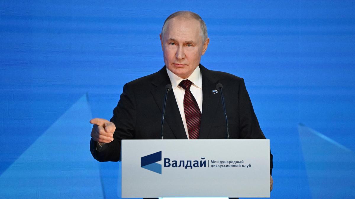 El presidente ruso, Vladímir Putin, durante su discurso este jueves en Sochi.