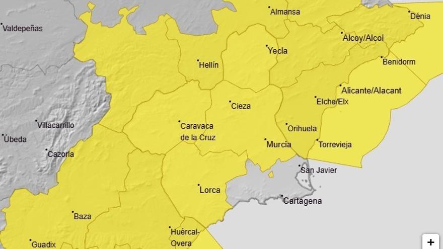 Tiempo en Murcia | Casi toda la Región, en aviso amarillo por viento de hasta 70 kilómetros por hora este jueves