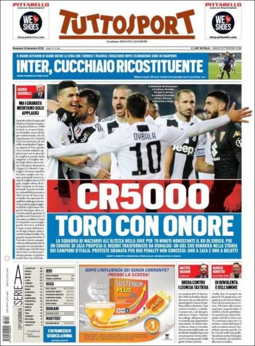 Portada TUTTOSPORT domingo 16 diciembre 2018