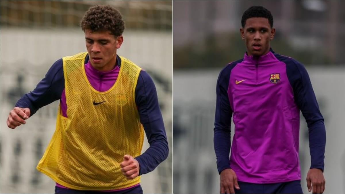 El primer entreno de Hamza Abdelkarim y Juwensley Onstein con el Barça Atlètic