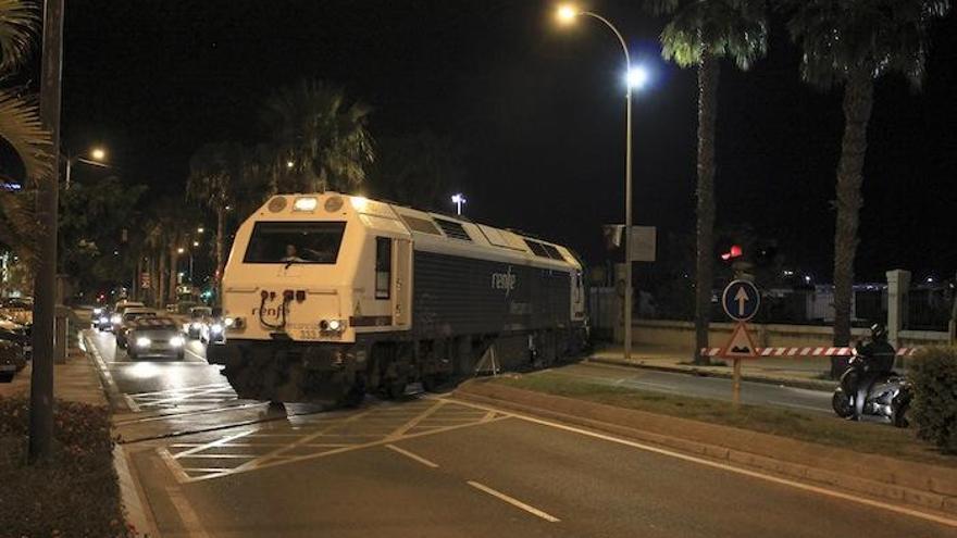 Pruebas del ferrocarril al puerto la pasada semana.