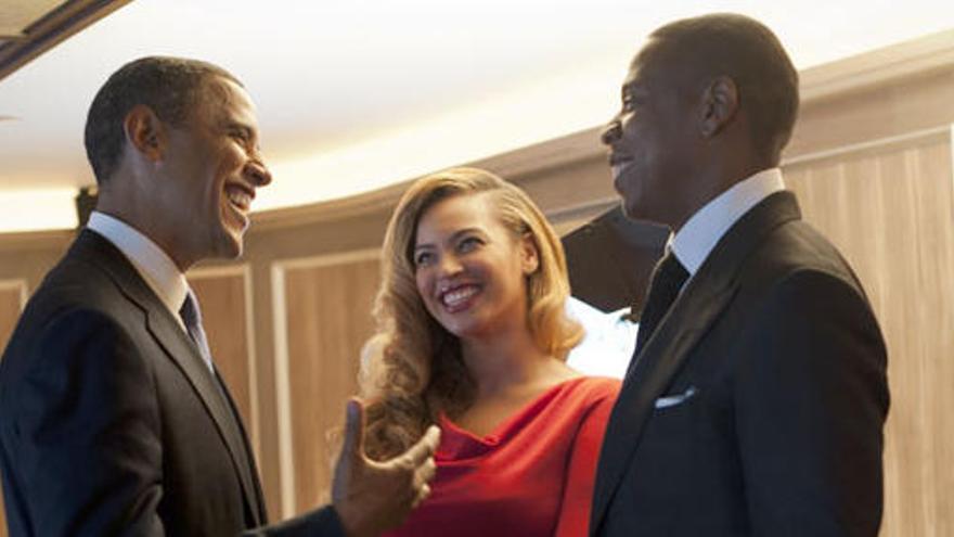 Obama junto a Beyoncé y el rapero Jay-Z.