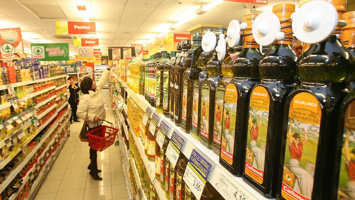 seguridad botellas aceite supermercado