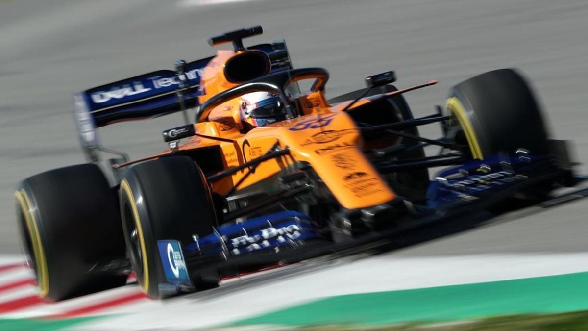 Carlos Sainz (McLaren), hoy, en el Circuit de Catalunya.