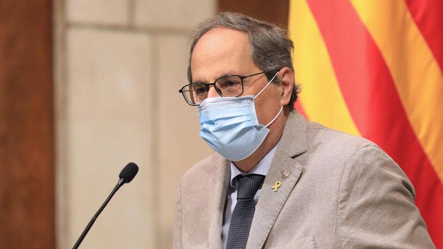 El president de la Generalitat, Quim Torra, intervenint en la signatura de l&#039;acord per a una Catalunya social el 31 de juliol del 2020