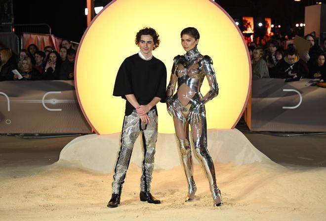Timothée Chalamet y Zendaya en la presentación de 'Dune: parte Dos' en Londres