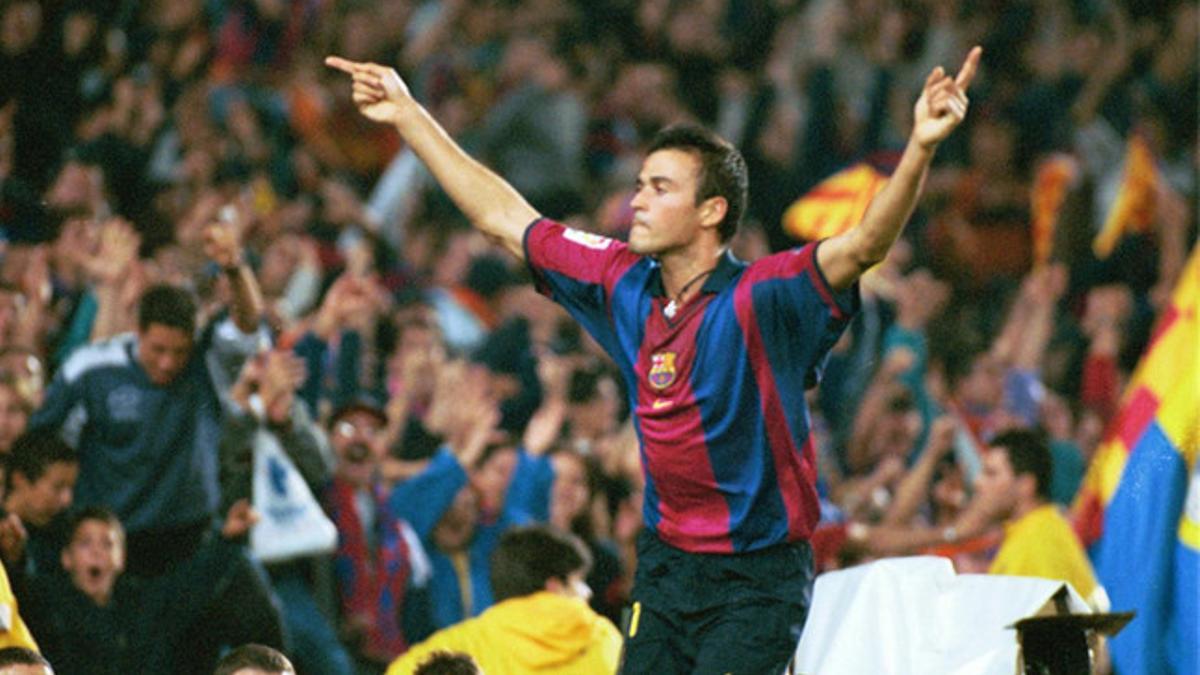 Luis Enrique, celebrando un gol contra el Real Madrid