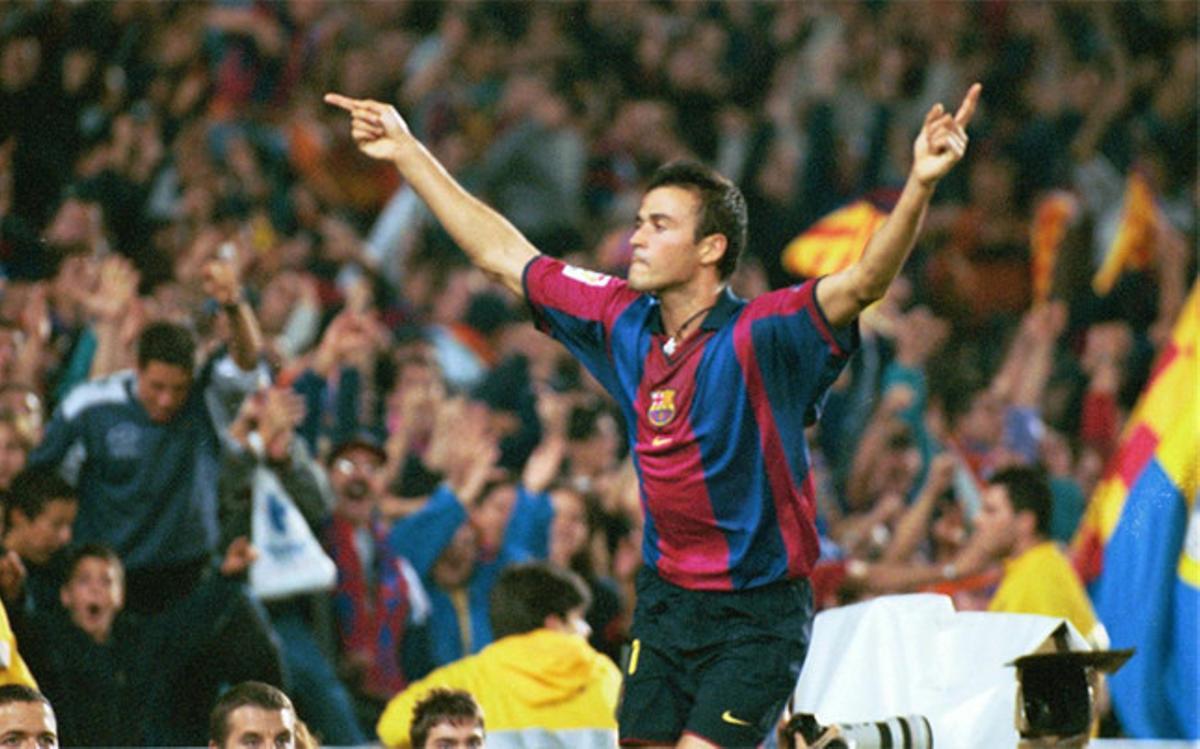 Luis Enrique, celebrando un gol contra el Real Madrid