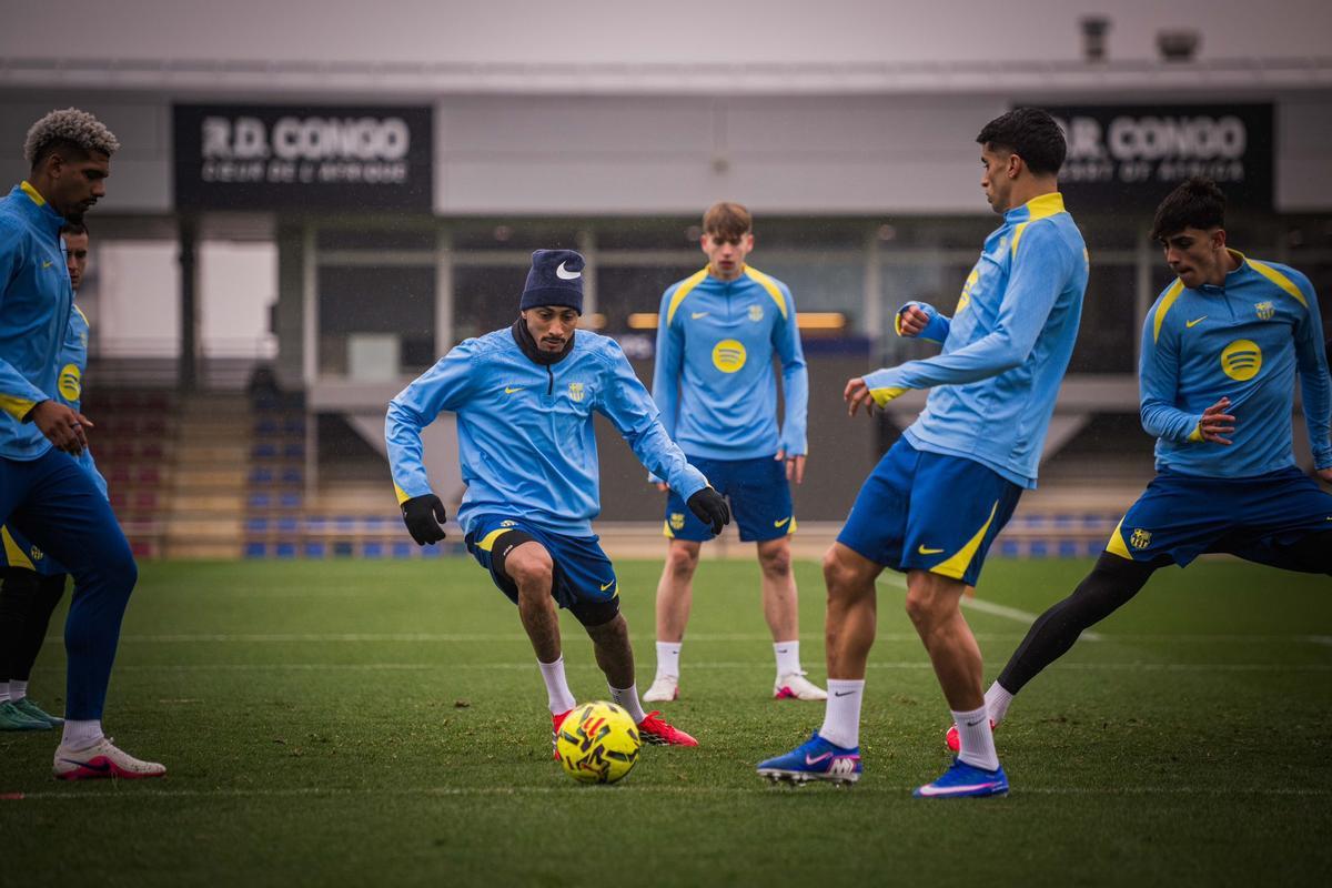 Raphinha, en la sesión del grupo