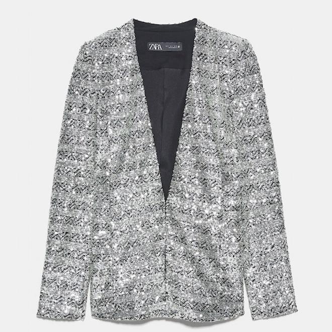 Chaqueta de lentejuelas plateadas, Zara