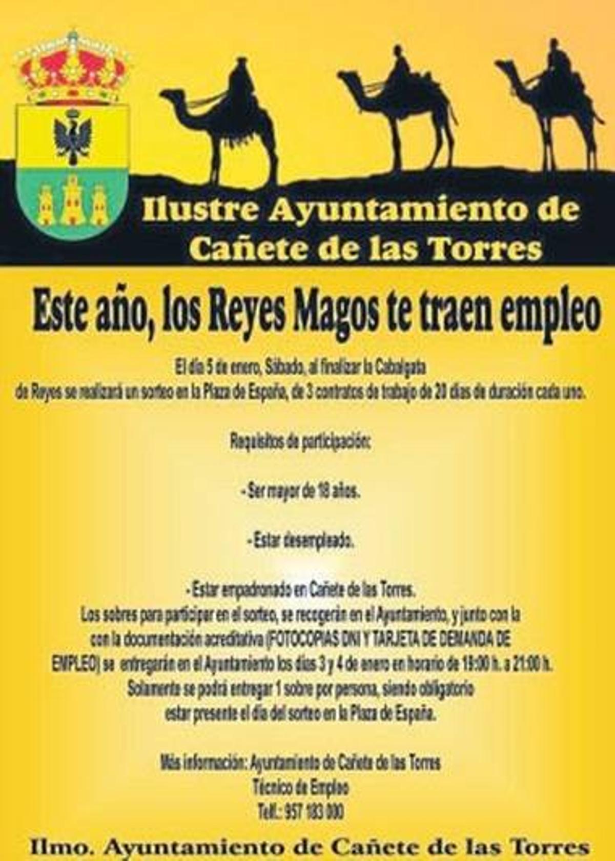 El alcalde sortea tres contratos con su paga extra de Navidad